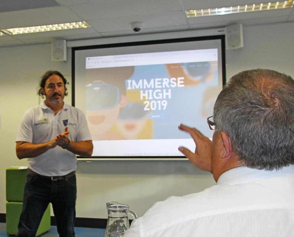 Jim Picton delivering workshops for teachers as part of the annual Immerse High: Immersive storytelling in schools competition.